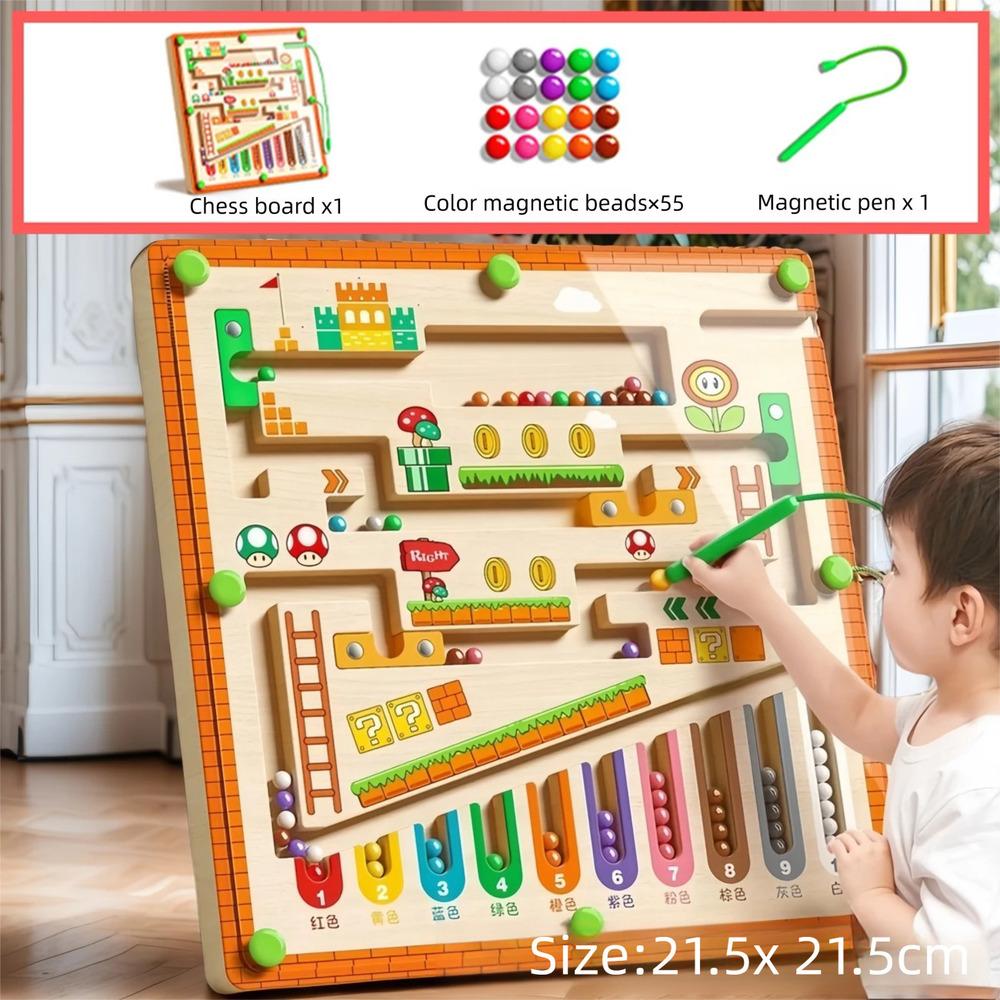 Montessori Toys, Magnetic Color and Number Maze, Wooden Toys for Kids Ages 2 To 8, Fine Motor Skills Toys for Boys and Girls