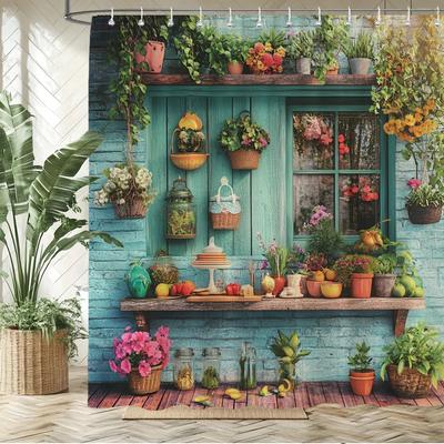 Красивая шторка для душа с принтом цветов в стиле кантри-сад, шторка для ванной комнаты, шторка для дома с крючками