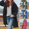 Fall Winter Women Overcoat Hooded Single-breasted Pockets Long Sleeves Windbreaker Mid Length Thick Warm Windproof Solid