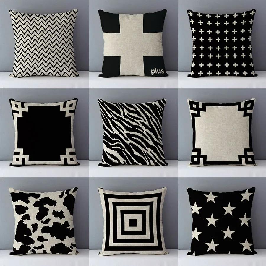 Black and White Geometric Animal Doublesided Printed pillow cover Short plush Suitable living rooms sofas throw cushion cover