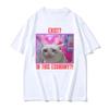Exist in This Economy Graphic T Shirt Funny Sad Cat Meme Tshirts Women Y2k Clothing High Quality Comfort Harajuku Tee Shirt