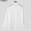 INCERUN Men Long Sleeve See Through Shirts Party Buttons Transparent Tops
