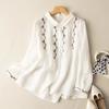 Осенняя хлопковая льняная художественная ретро свободная тяжелая вышивка повседневная рубашка топ для женщин