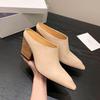 Мода 2025 Лето Новые Натуральная Кожа Баотоу Полушлепанцы Женская Обувь Мюли Обувь Толстый Каблук Высокий Каблук Сандалии Женские Шлепанцы Обувь
