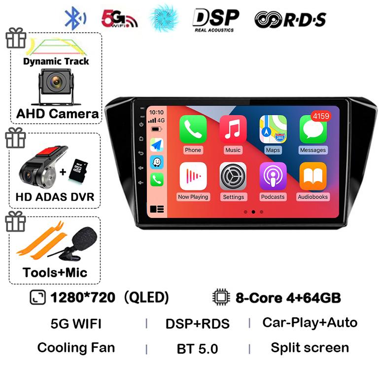 Автомагнитола Android 14 с Auto Carplay для Skoda Superb 3 2015 2016 2017 2018 2019 Мультимедийный стерео видеоплеер GPS 4G WiFi DSP BT