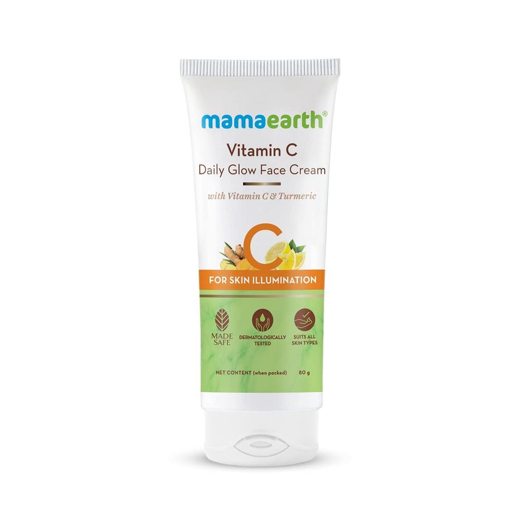Mamaearth Vitamin C Glow Face Cream With Turmeric For Bright Skin – 80g Hydrating Moisturizer For Radiant Even Tone