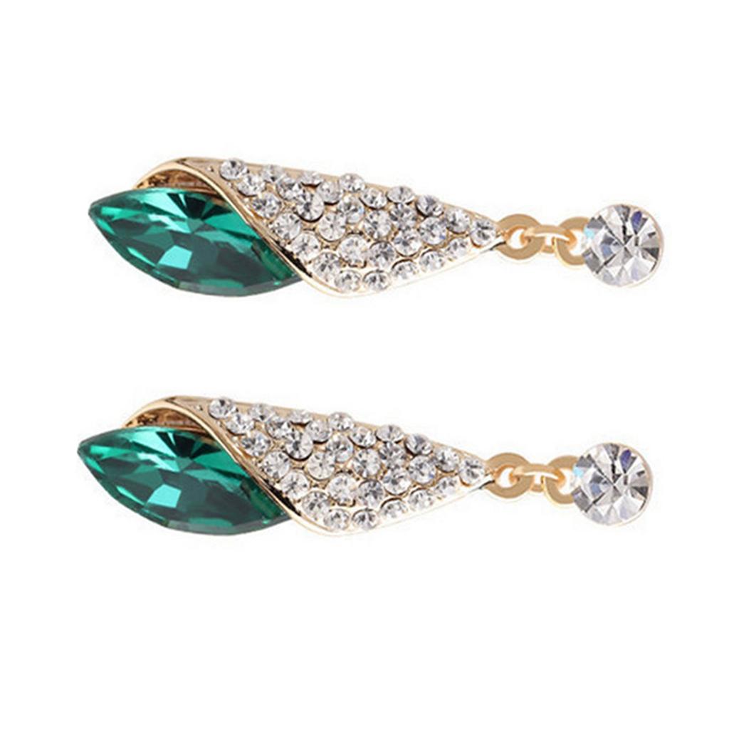Women Earrings Delicate Exquisite Droplet Shape Zinc Alloy Artificial Diamond Green Earrings Women