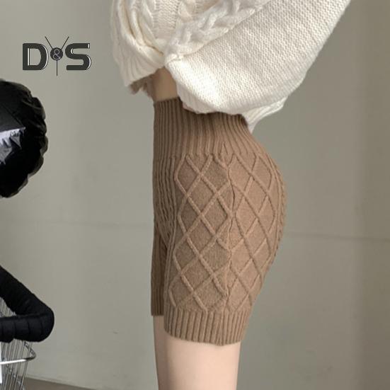 Женские зимние шорты-шорты, трикотажные, с высокой талией, эластичные, однотонные, сохраняющие тепло, защищающие от воздействия окружающей среды, базовые шорты для повседневной носки дома и не только