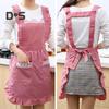 Easy To Wear Baking Apron Shoulder Strap Design Practical Korean Style Plaid Cooking Apron Housewife Workwear