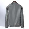 Men's Top Grain Leather Stand Collar Winter Jacket with Goose Down