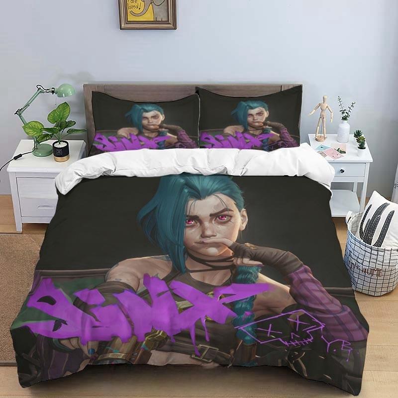 Cartoon Game Jinx Arcane_ League of Legends Комплект постельного белья King Twin Double Child 3 Piece Micofiber или Polyester Duvet Cover Sets