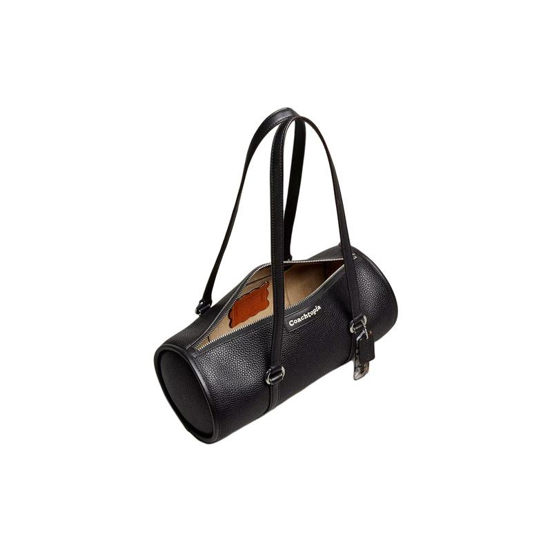 Coachtopia Barrel Letter Print Shoulder Tote Bag Black CT382-BLK