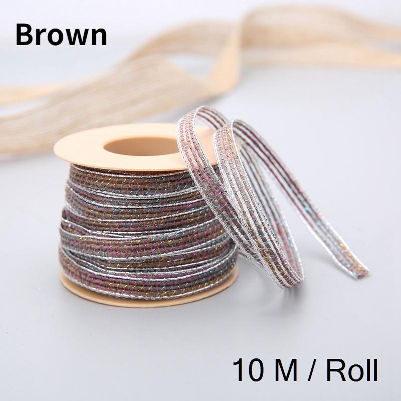 10M/Roll Vintage Jute Burlap Hessian Ribbon with Lace Rustic Wedding Party Decoration Christmas DIY Craft Gift Packing Webbing