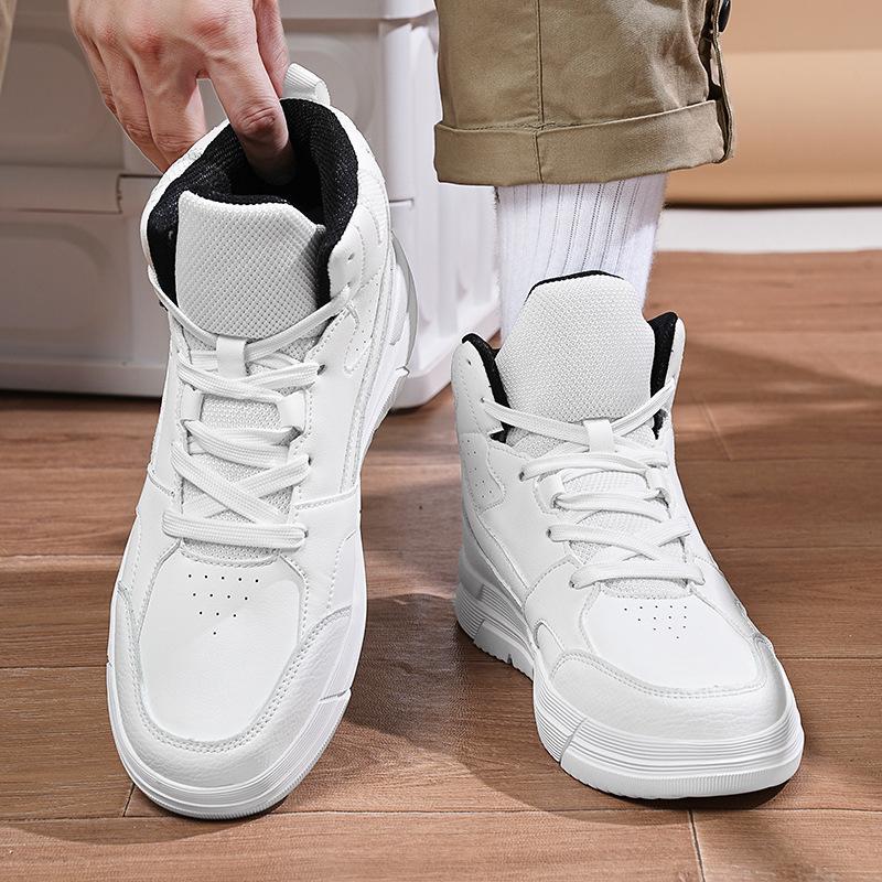 Белые высокие туфли мужские трендовые корейские версии осенне-зимние спортивные туфли для сноубординга 45 Утолщенные и расширенные мужские туфли больших размеров 46 47 48