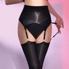 Чулки на бретельках Лошадиное масло Сексуальные Блестящие Съемные Высокие Эротические С открытой промежностью Большого размера Черные чулки