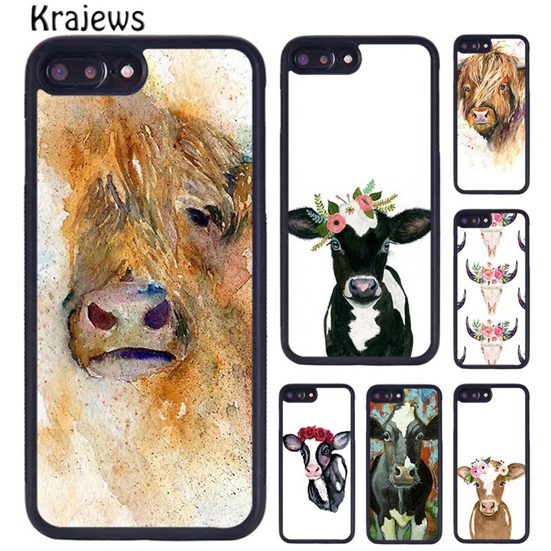 Krajews Animal cattle cow watercolor painting Phone Case For iPhone 17 Air 16 15 14 plus 11 12 13 pro max coque