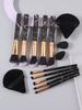 Beginner 10pcs Soft Bristle Makeup Brush Set,4 Dry and Wet Dual-purpose Makeup Powder Puffs and Spongeegg Makeup Toolcombination