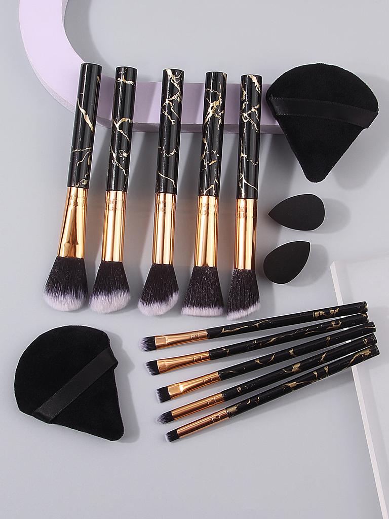 Beginner 10pcs Soft Bristle Makeup Brush Set,4 Dry and Wet Dual-purpose Makeup Powder Puffs and Spongeegg Makeup Toolcombination