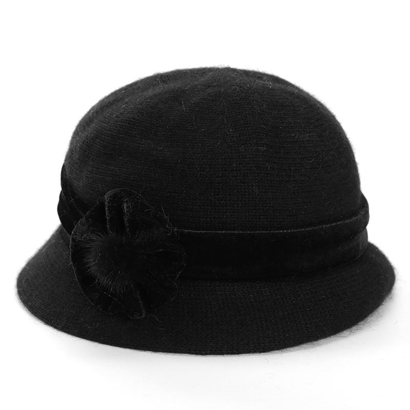 Теплая вязаная шапка из кроличьей шерсти для пожилых людей среднего возраста на осень-зиму, для бабушки, свекрови, тети, шапка с бархатной пряжей для мамы