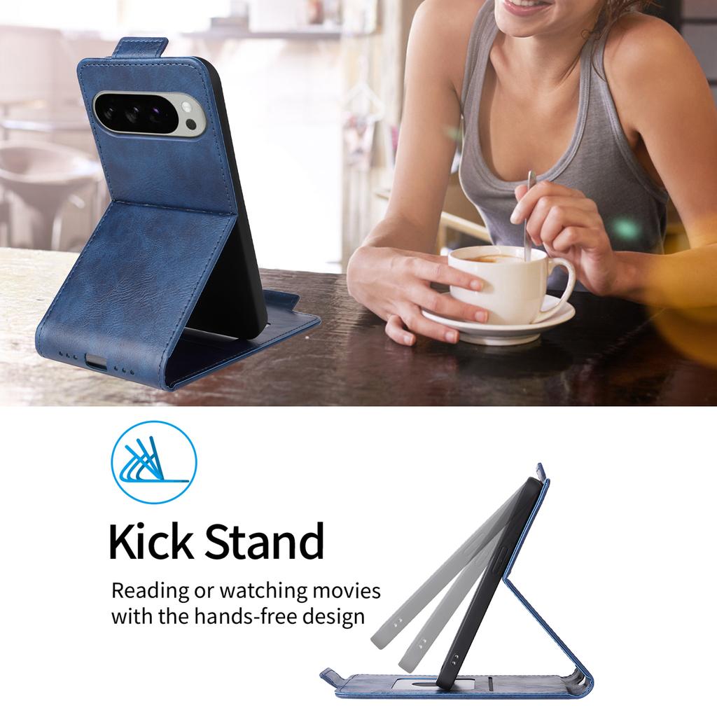 For Google Pixel 10 Pro/Pixel 10 Stand Case Magnetic Clasp Vertical Flip Leather Phone Cover with Card Holder