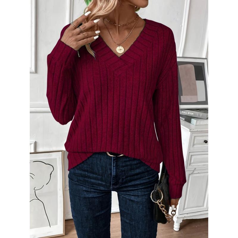 DAFIFY Женские модные повседневные весенне-осенние однотонные блузки и рубашки с v-образным вырезом и длинным рукавом с принтом