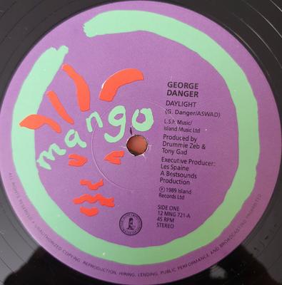 12-дюймовая пластинка GEORGE DANGER - Daylight 12MNG721 Mango 1989 UK Регги, Ска и Даб Б/У