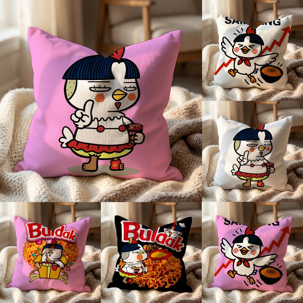 Подушка-чехол Samyang Buldak Ramen для дома и автомобиля - Двусторонняя, мягкая и прочная для повседневного использования