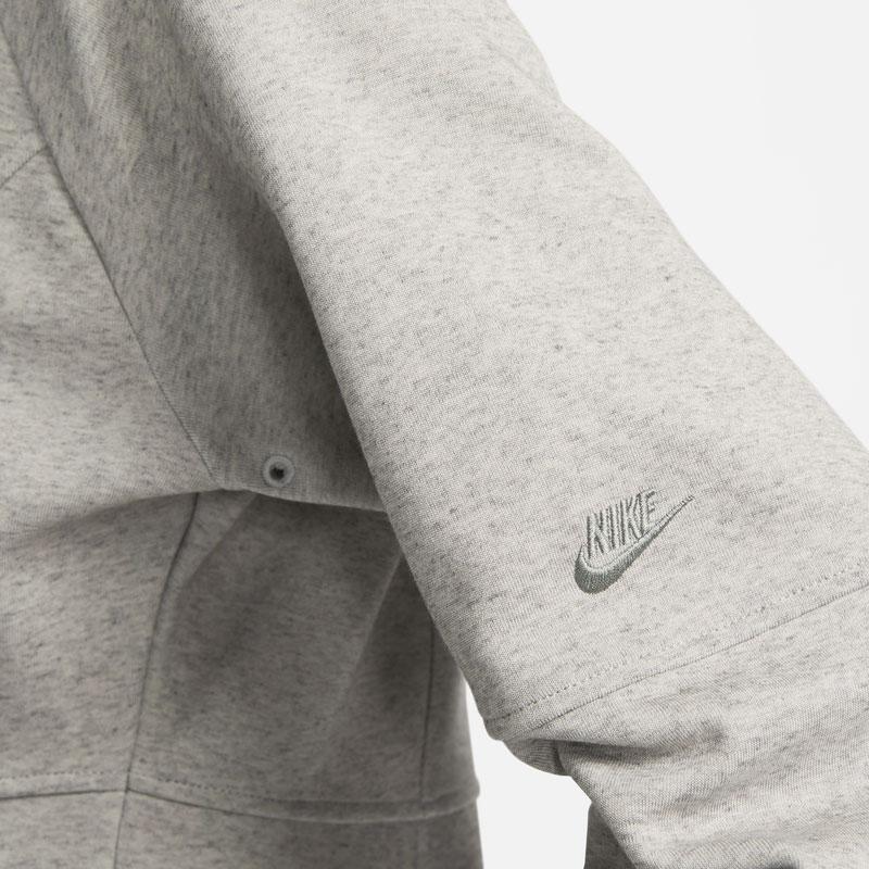 Nike Однотонный вышитый логотип с застежкой-молнией спереди, ребристым воротником, длинным рукавом, женский боди, серый DQ6672-016