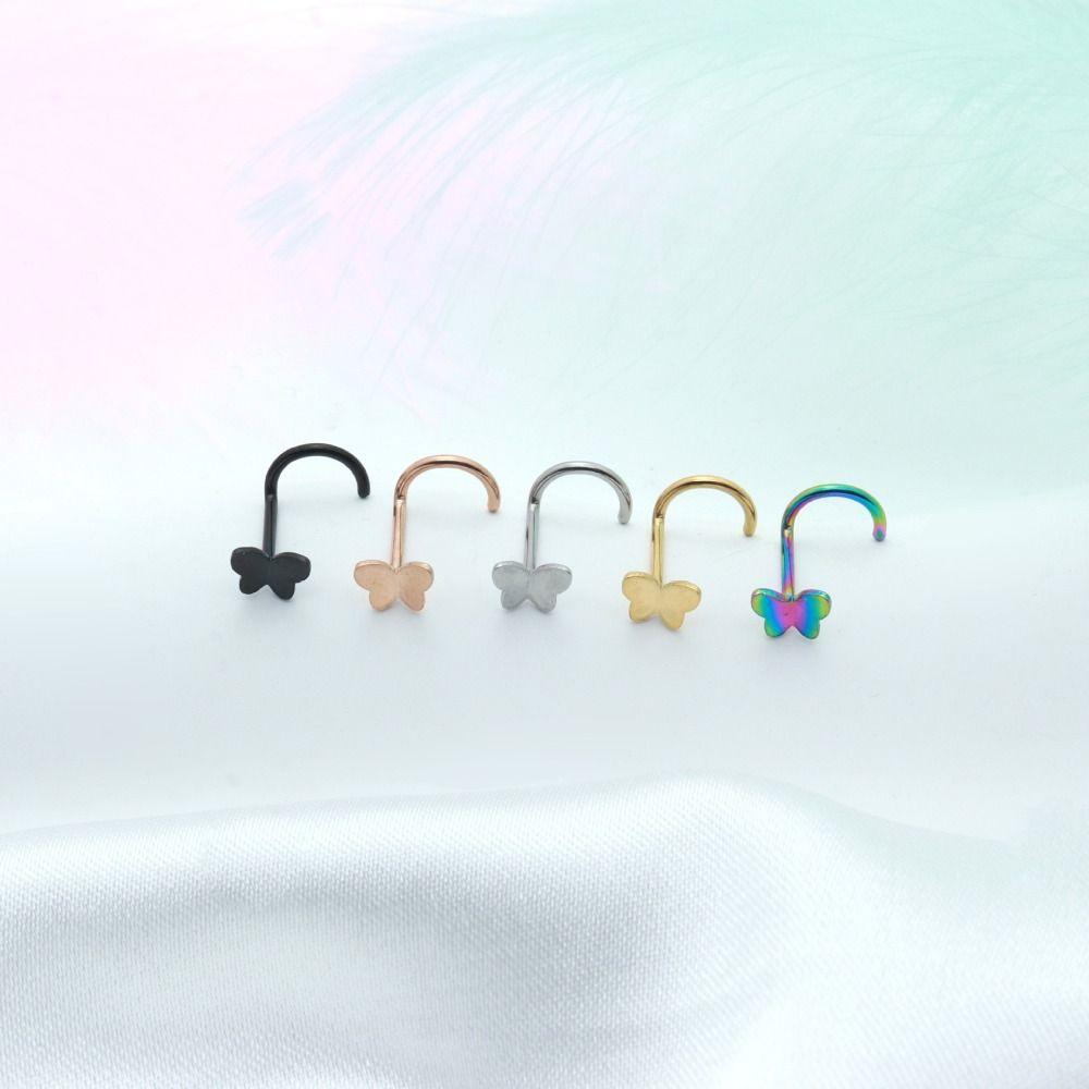 Helix Butterfly Multicolor Nose Rings Metal  Personalities   Daily