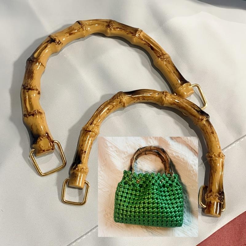 1pcs Chic Handmade Woven Bag Accessories, Resin Bamboo Style Handles, DIY Crafting Replacement Carry Loops for Handbags