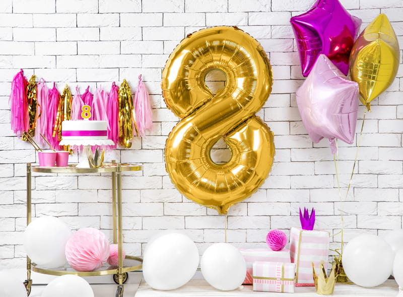Balon Foliowy Cyfra "8" Złoty 86 Cm