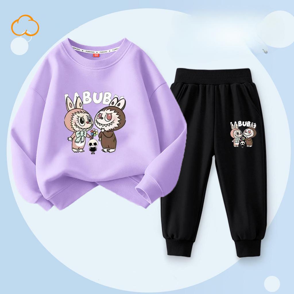 Весенне-осенний детский модный комплект с принтом букета: леггинсы и топ с круглым вырезом для девочек