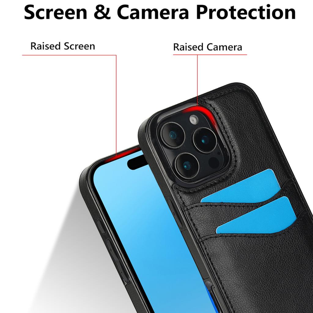 Чехол для iPhone 16 Pro Max со слотом для карт, тонкий, из ПУ+ТПУ, мобильный чехол