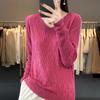 YYFS Женская мода, повседневный однотонный принт, осень-зима, свободные свитера с длинным рукавом и v-образным вырезом, пуловеры