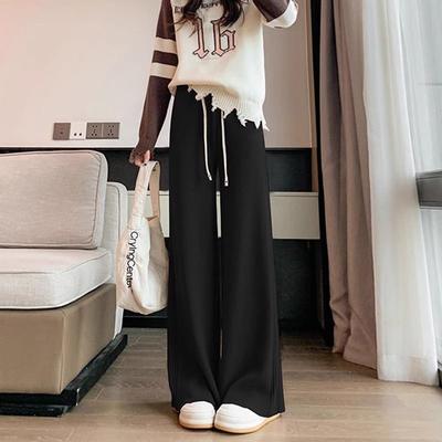 Ретро вязаные брюки больших размеров для женщин - Свободный крой, стройнящие, прямые, повседневные, широкие брюки