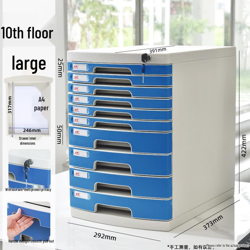 Lockable Multi-Layer A4 File Cabinet Drawer - Plastic Office Storage Box