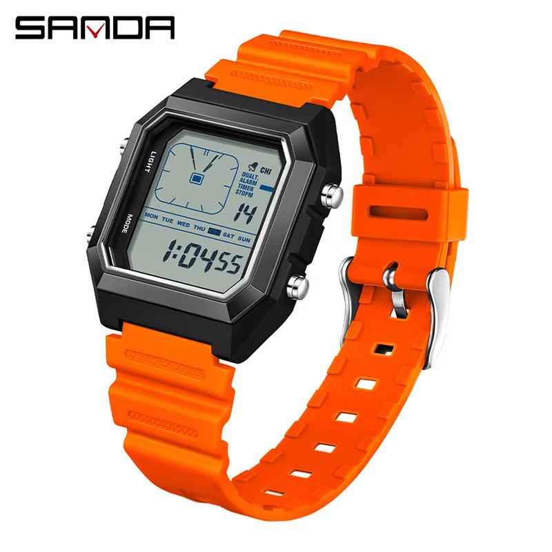 SANDA 6307 Новые мужские цифровые многофункциональные часы с подсветкой, таймером, календарем, для активного отдыха, водонепроницаемые, студенческие, электронные часы Reloj