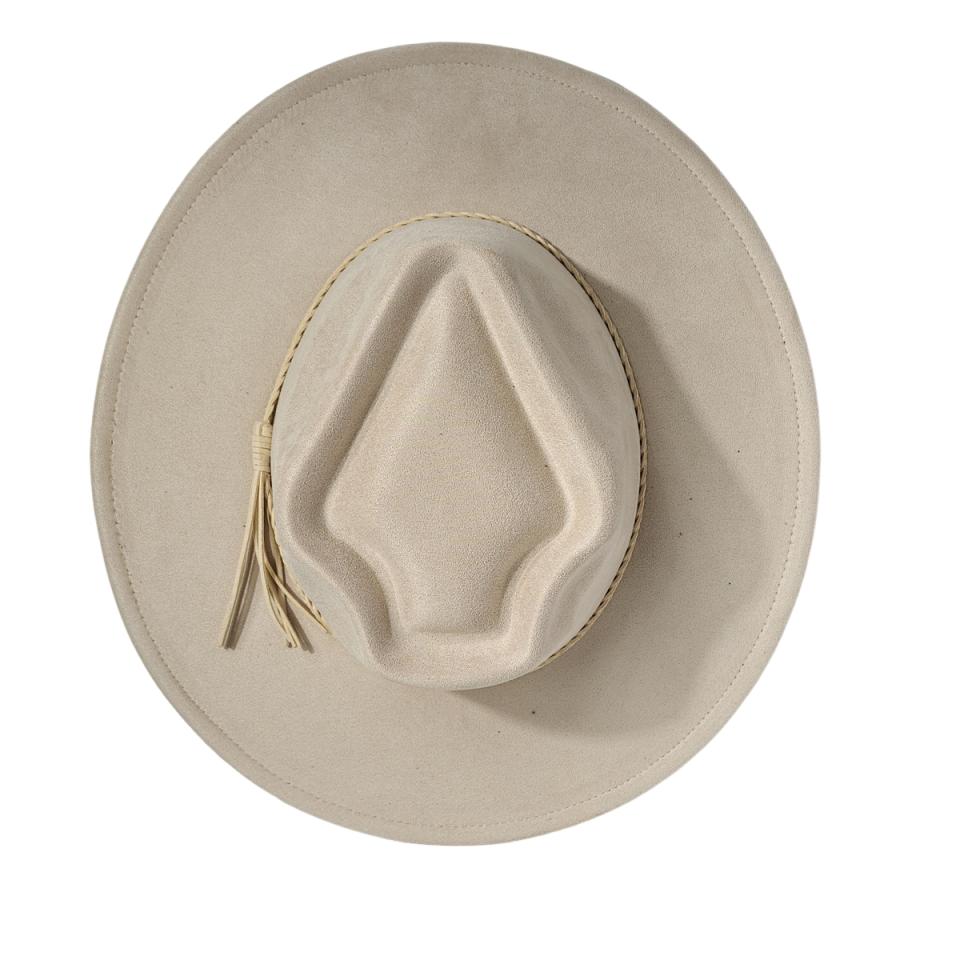 Retro Arrow Top Vegan Suede Hat 9Cm Wide Brim Fedora Hat For Women Men Bohemian Style Panama Hat Rancher Hat