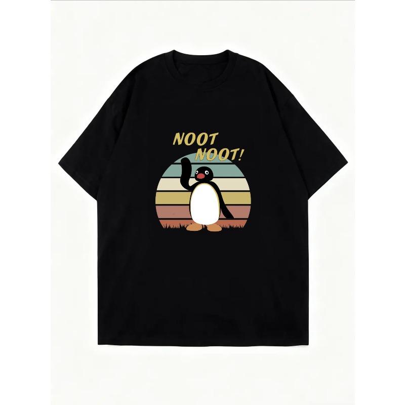 Белая футболка с пингвином и надписью Noot Noot, винтажный дизайн с закатом, повседневная летняя одежда для женщин
