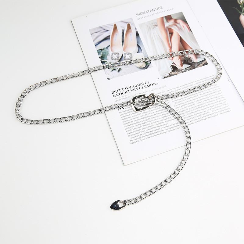 Silver Waistband Chain With Small Bag Womens Clothing Dresses Accessories Coats