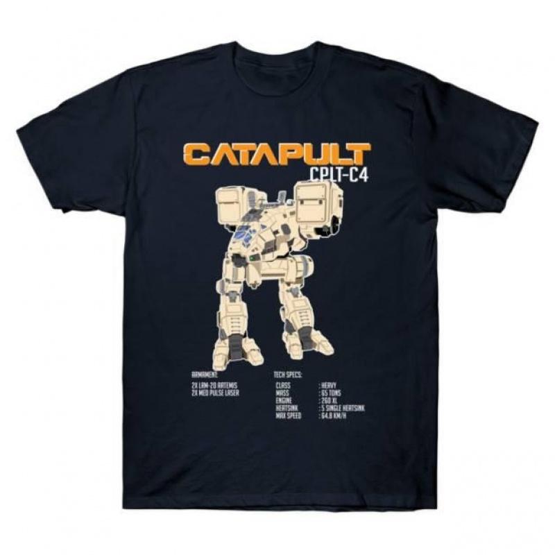 Mechwarrior Catapult CPLT-C4 MWO Mech Combat RPG Подарок футболка для геймера Battletech Графическая одежд