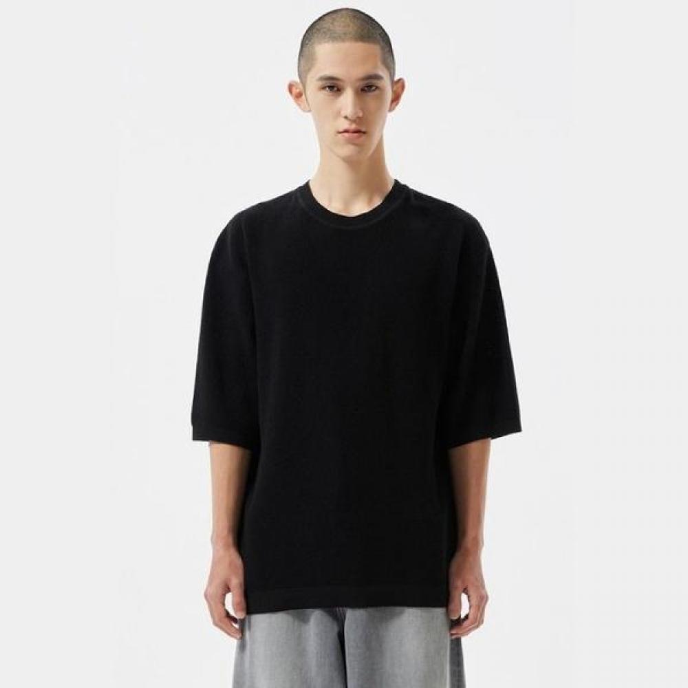 Customellow Black Soft Half Round Neck Sweater Cwwam25421bkx