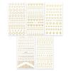 Set of 5 3D Gold Shape Metal Nail Stickers, Block Bar, Drop Arrow, Wreath, Heart, Circle Waffle, 1 Set