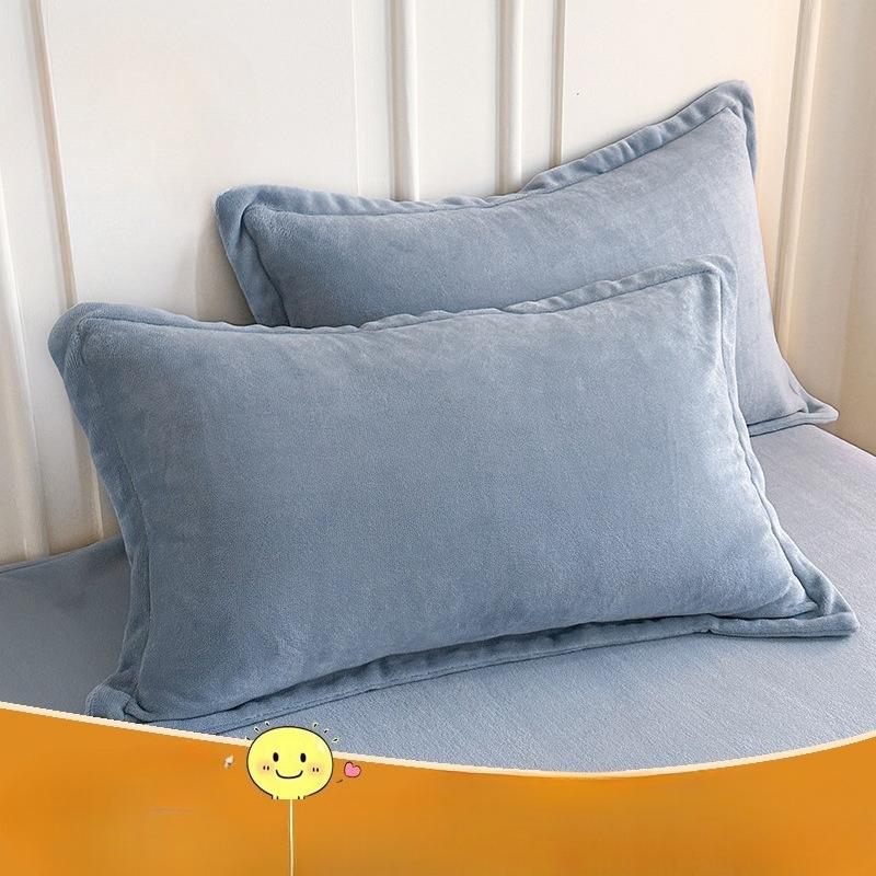 Fleece-Lined Milk Velvet Single Pillowcase, Solid Color, 48x74 Cm