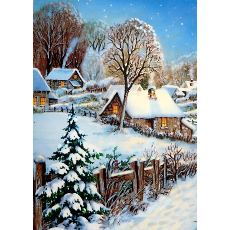 DIY Snow Winter 5D Diamond Painting Full Round Drill Scenic Diamond Embroidery Cross Stitch Mosaic Kits Wall Art Home Decor