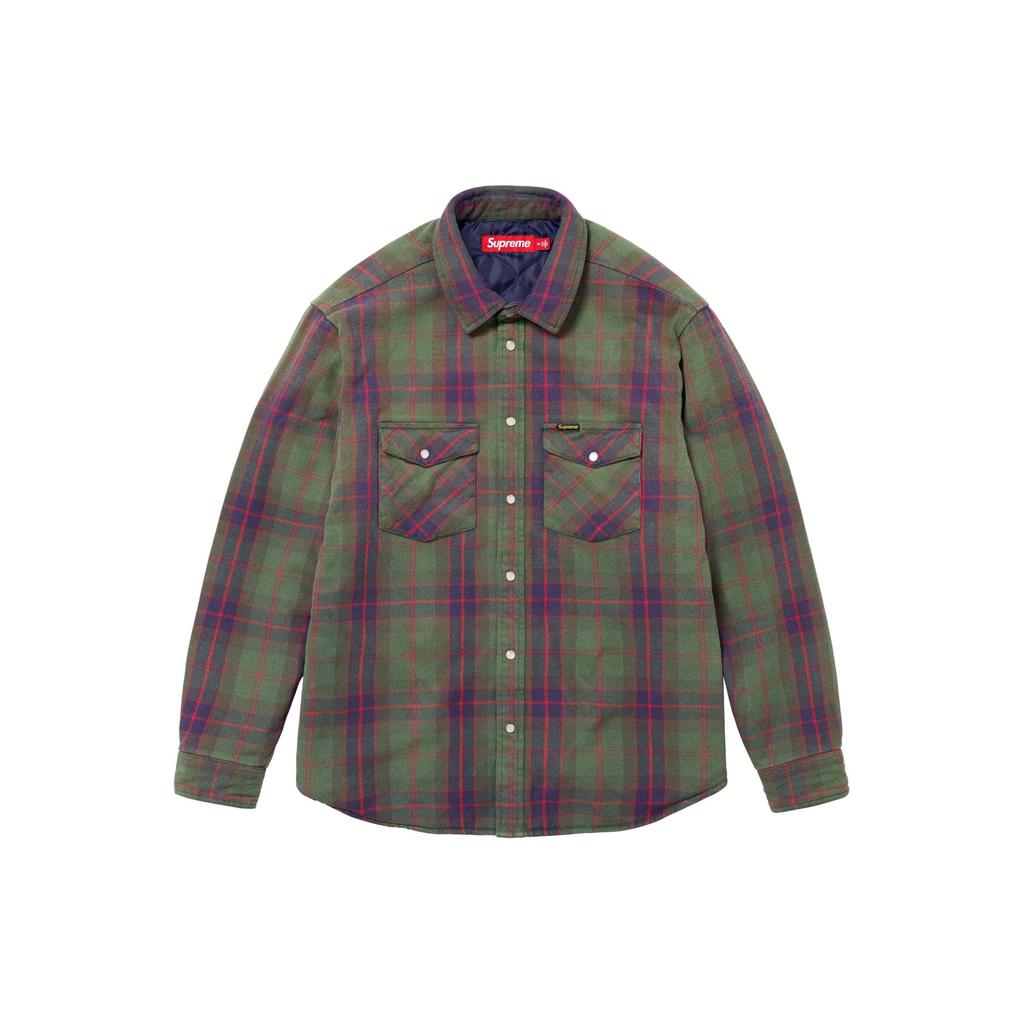 Supreme Quilted Flannel Snap Shirt 'Orange Yellow' Men's SUP-SS24-034