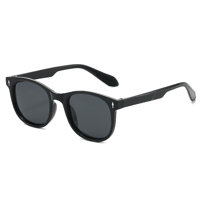 Fashion Men Women Retro Round Sunglasses Anti‑Glare UV400 Rivet Decor Lightweight Frame Driving Fishing Outdoor Daily Sunscreen Sun Glasses