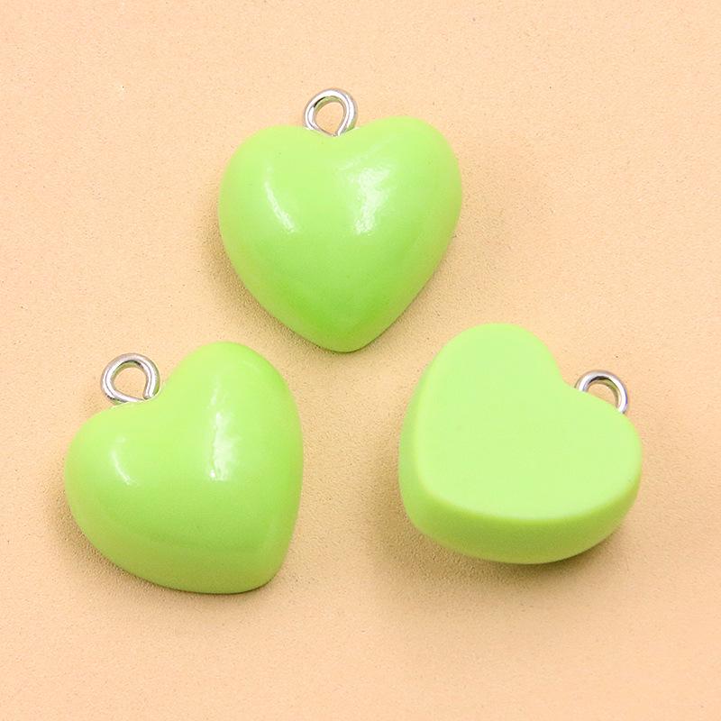 9-Color Geometric Heart Resin Charms: 17x18mm for Bags, Necklaces, Bracelets, Phone Pendants
