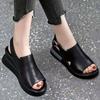 2024 Plus 42 Women Wedges Sandals PU Leather High Heels Summer Office Lady Platform Sandals Shoes Woman Sandalias Open Toe Shoes