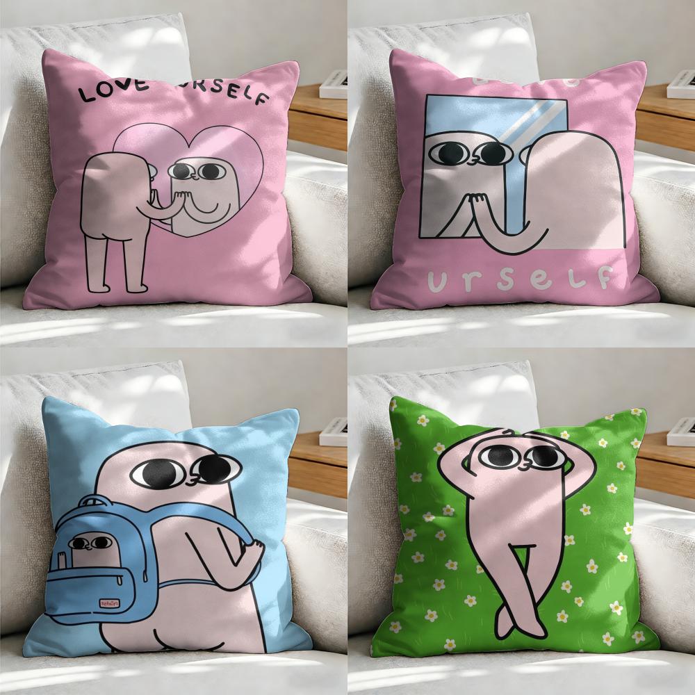 KKetnipz Cute Funny Cushion Cover Soft Plush Fabric DoubleSided Printed Sofa Cushion Cover for All Seasons Home Decor